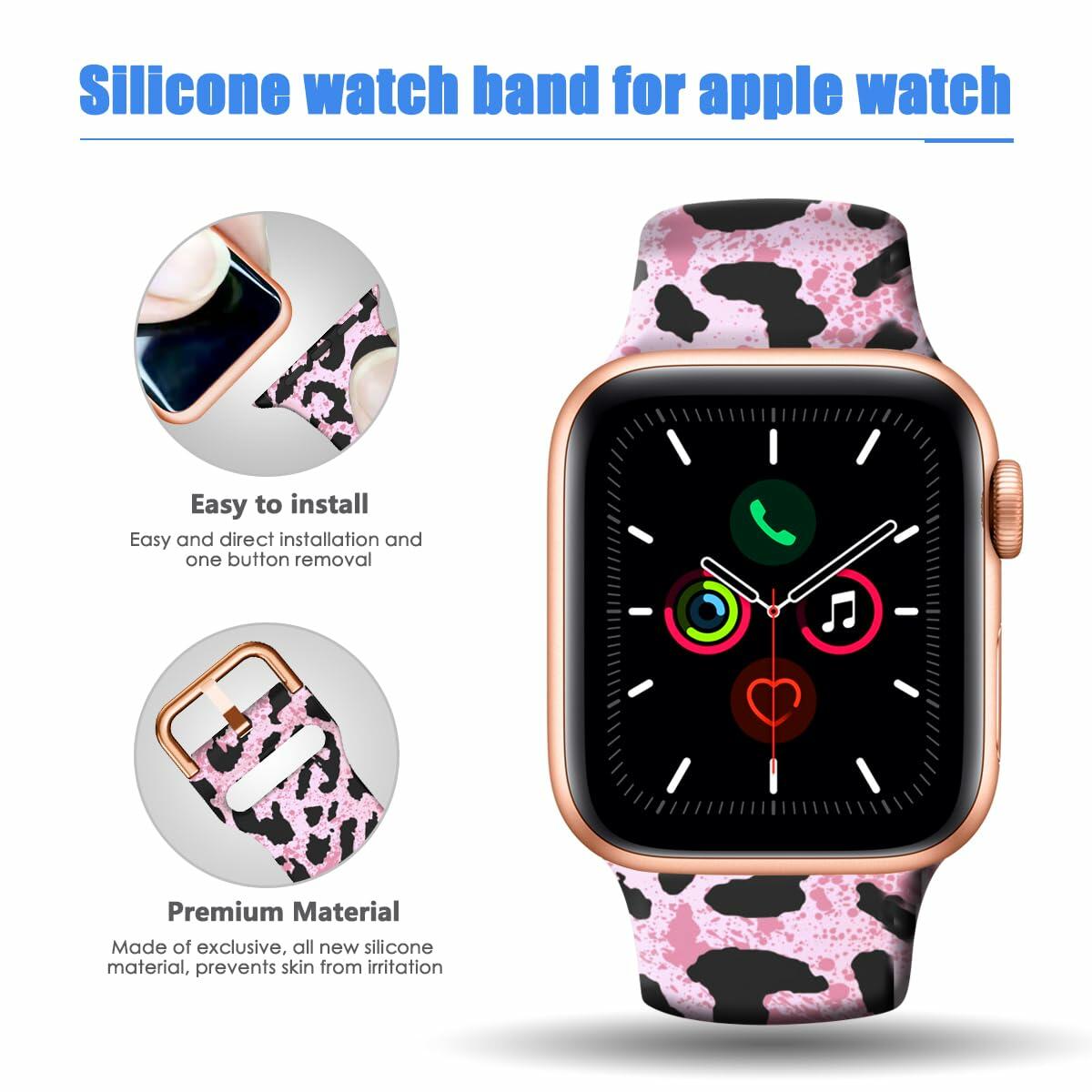 OIWZEF Silicone Band for Apple Watch 38-49mm Sport Strap Marble