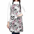 Fenmshairy Sugar Skull Flower Chef Apron Adjustable Neck 2 Pockets One Size
