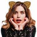 IGMaryBox Cat Ears Headband Black Velvet Leopard Print Animal Hairband