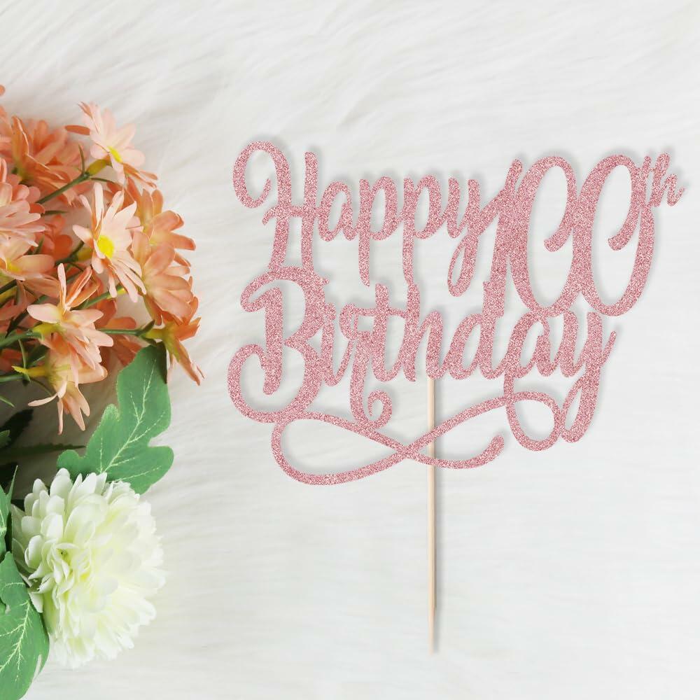 Qertesl Happy 75th Birthday Cake Topper Rose Gold Paper 1 Item Party Decor