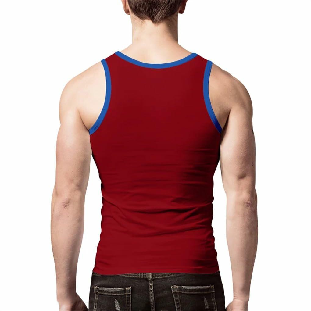 Generic Men's Round Neck Contrasting Splicing Slim Fit Sports Tank Top Black XXL