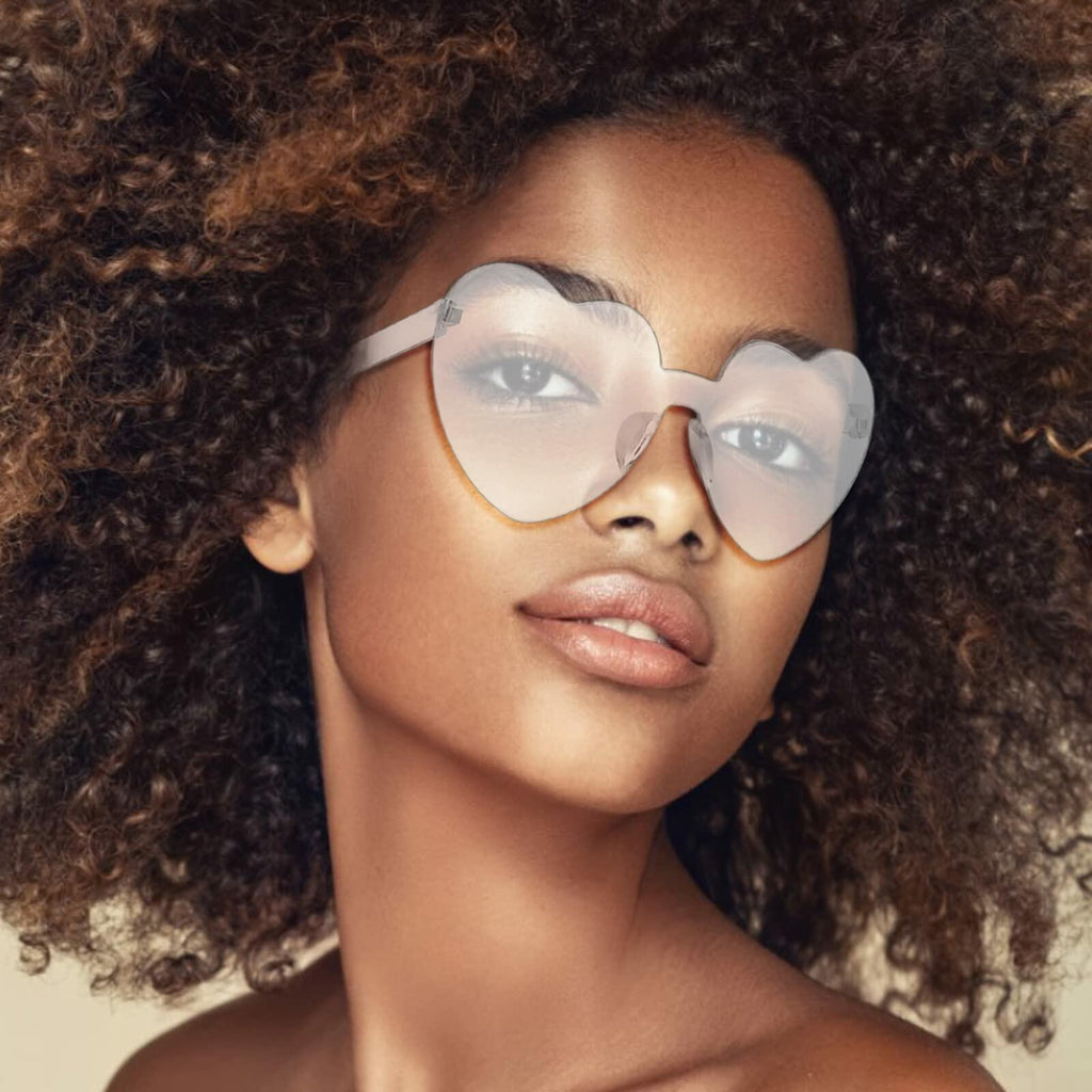 MGupzao 8 Pack Heart Shaped Sunglasses Frameless Black & Translucent