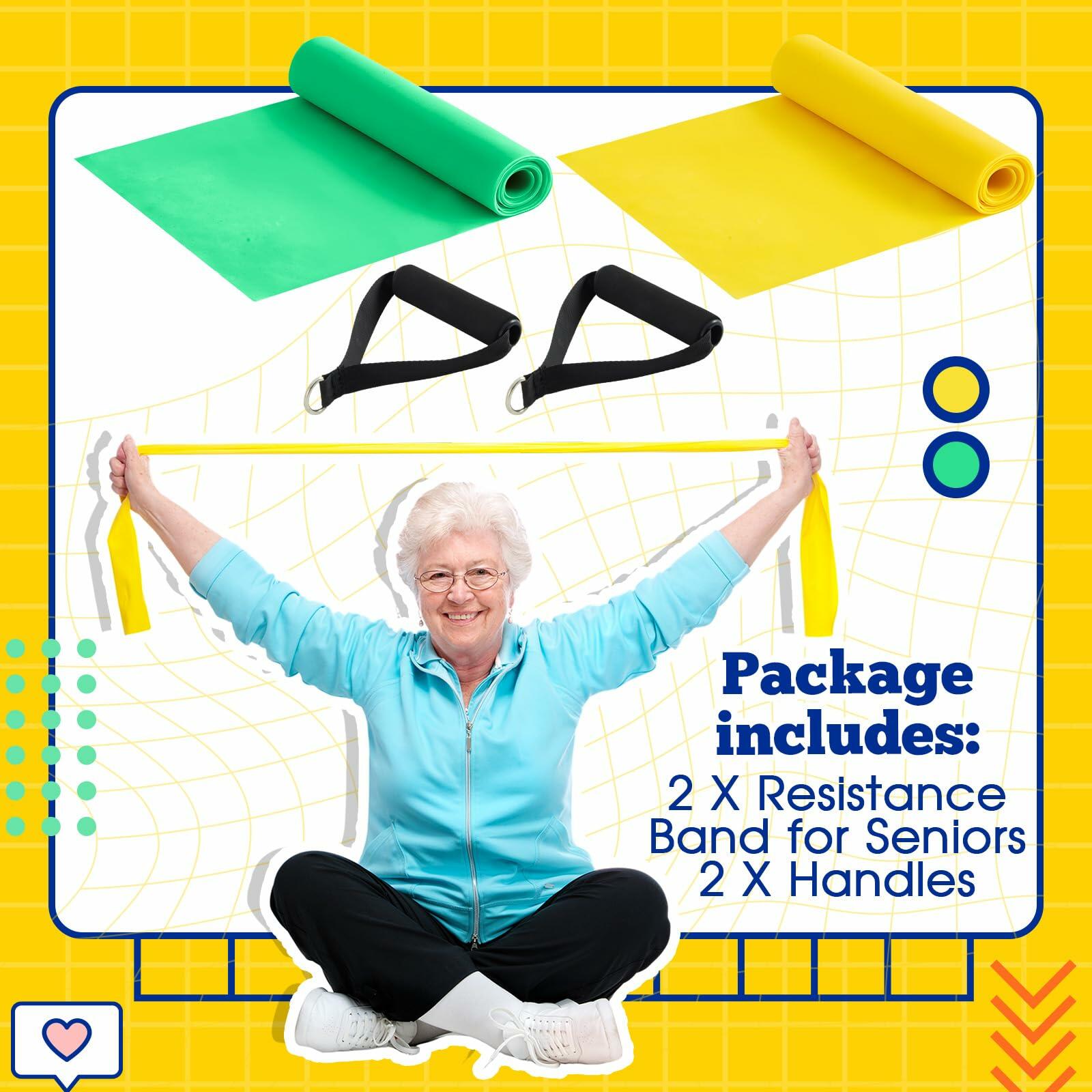 Relaxgiant 2pcs Resistance Bands with Handles Chair Exercise Yellow Green