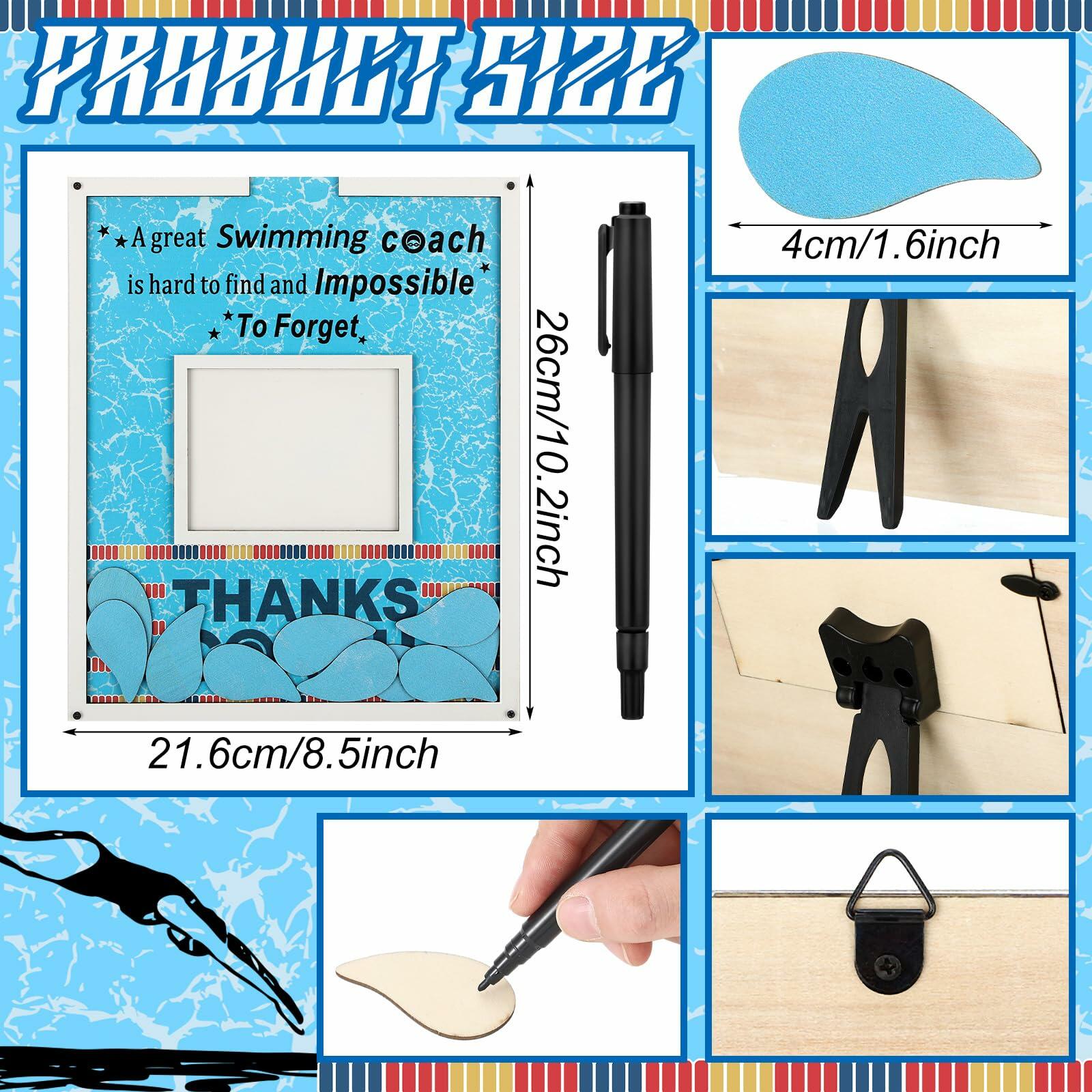 Yuntau Swimming Coach Frame Plaque Blue Wood Chips Signature Pen Gift