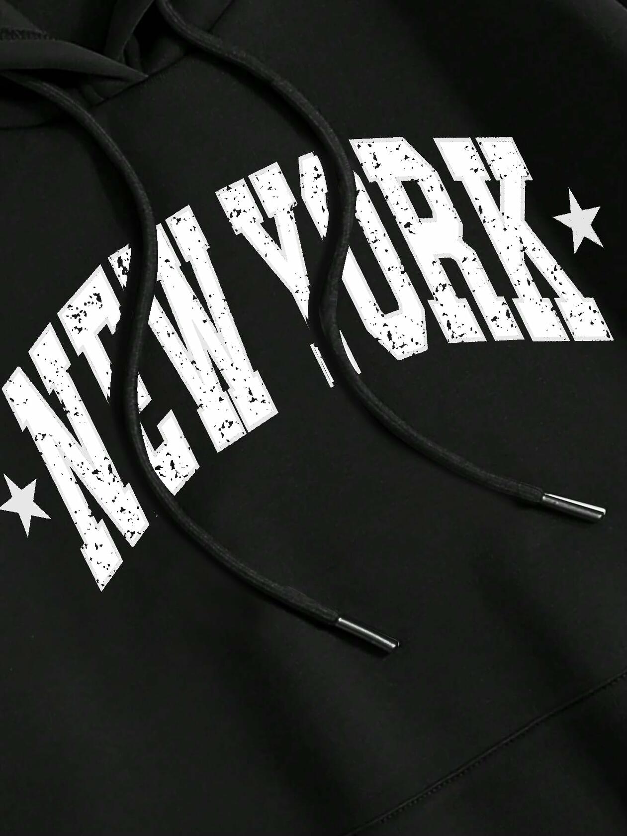 LilyCoco Women's Oversized Graphic Hoodie Sweatshirt Black Size L