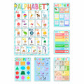 ARNOLILI Toddler Educational Canvas Posters 6 Pack ABC Numbers Shapes 12x18in