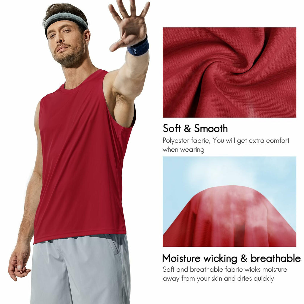 Haimont Men's UPF 50 Rash Guard Swim Tank Top Workout Muscle Tee Red Size M