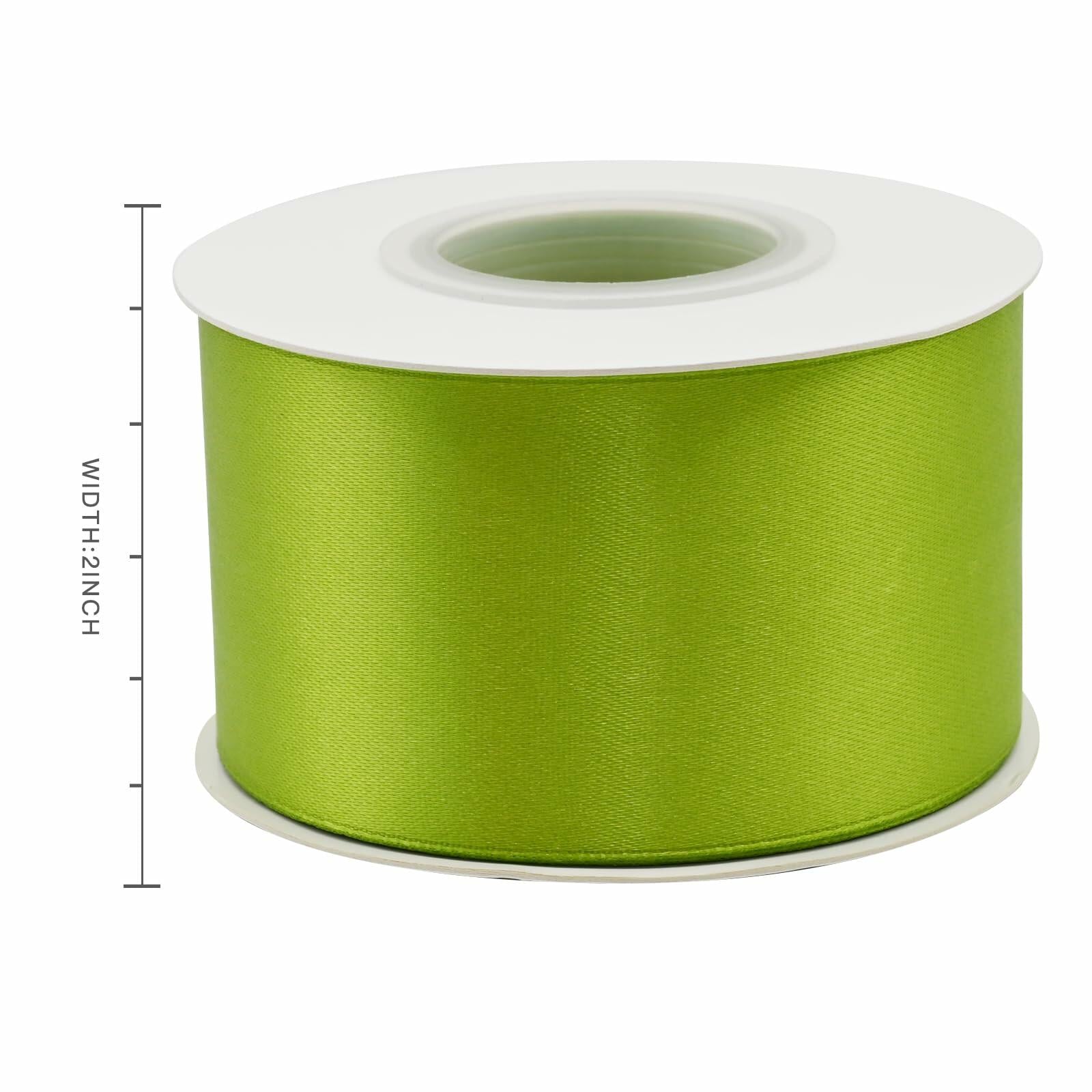 Simplegoal Double Face Olive Green Satin Ribbon 2in x 50yd Polyester