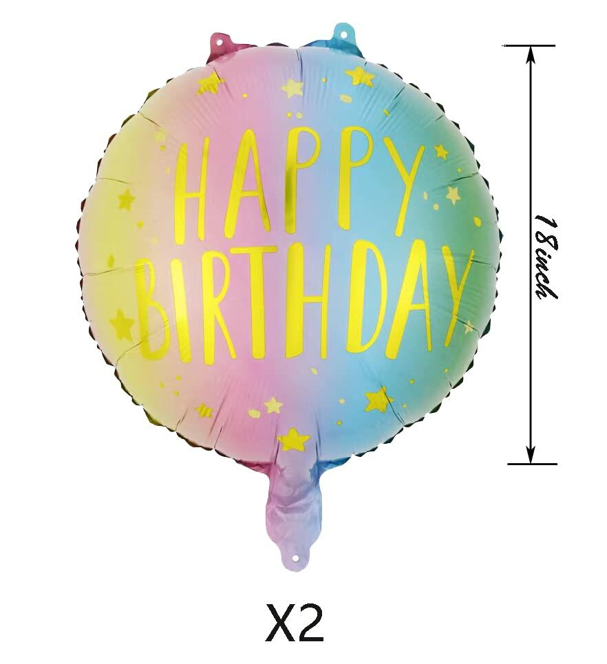 Yerdos HAPRTY 10pcs 18'' Round Rainbow Aluminum Foil Birthday Balloons