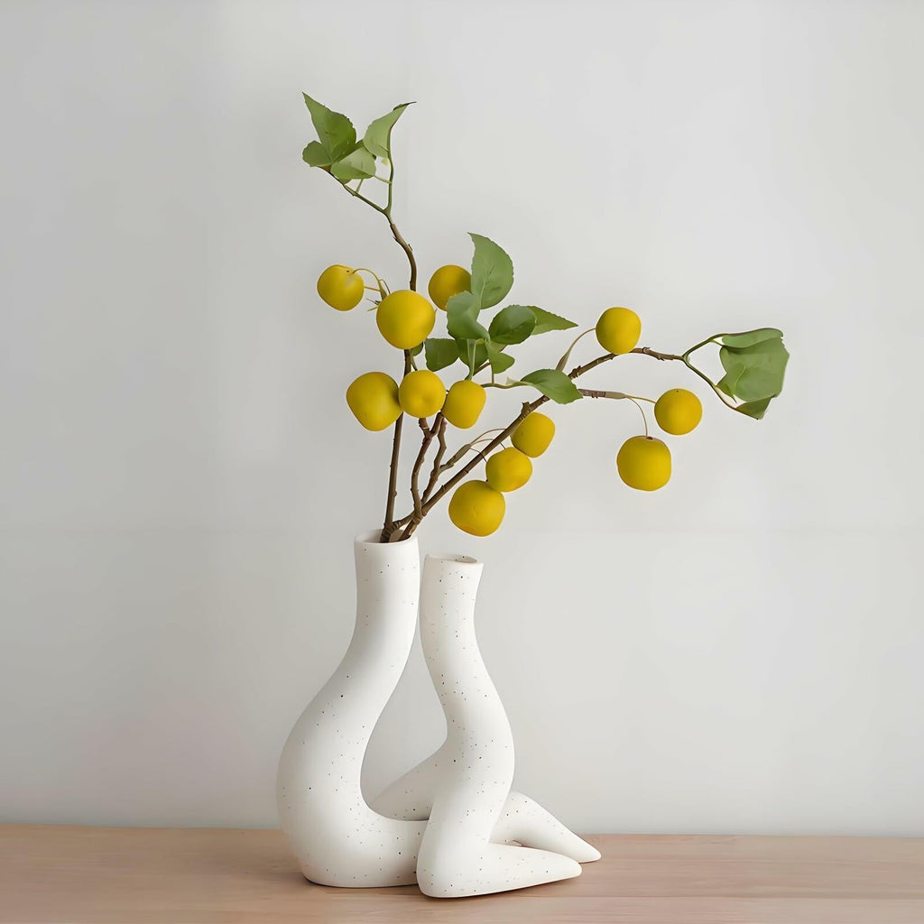 T9TDCS White Ceramic Vase Set of 2 Modern Nordic Boho Home Decor