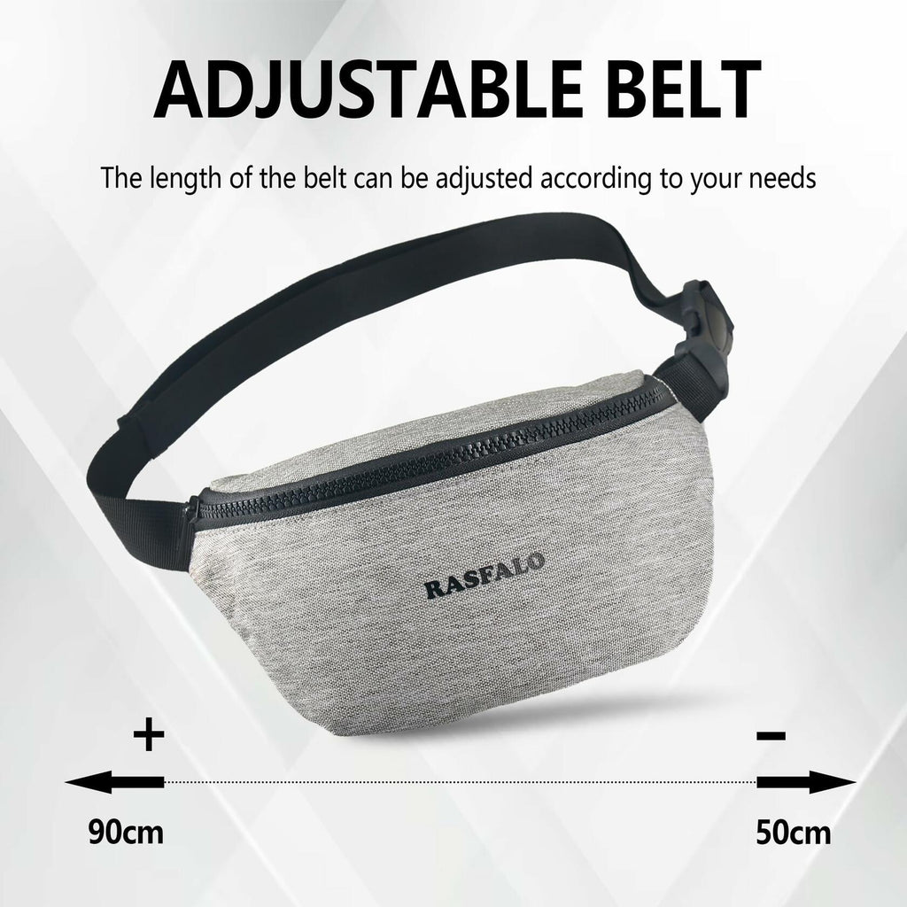Rasfalo Fanny Pack Crossbody Bag Adjustable Belt Large Black Style 02
