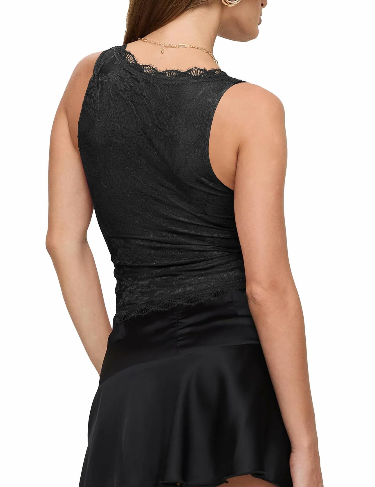 SAUNGKUAI Women's Sexy V Neck Sleeveless Lace Floral Top Bluenova Size L