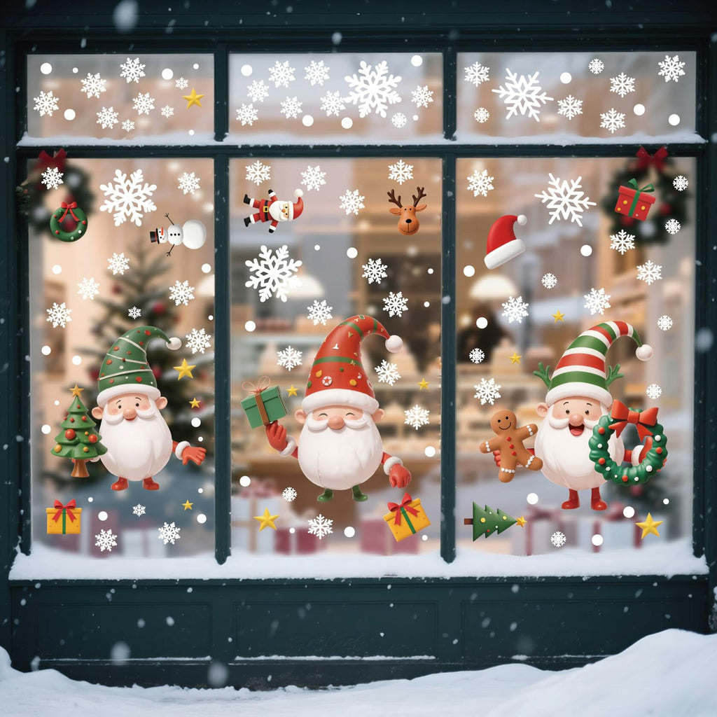 XISHIUYIS 396Pcs Christmas Window Decorations Removable Clings White