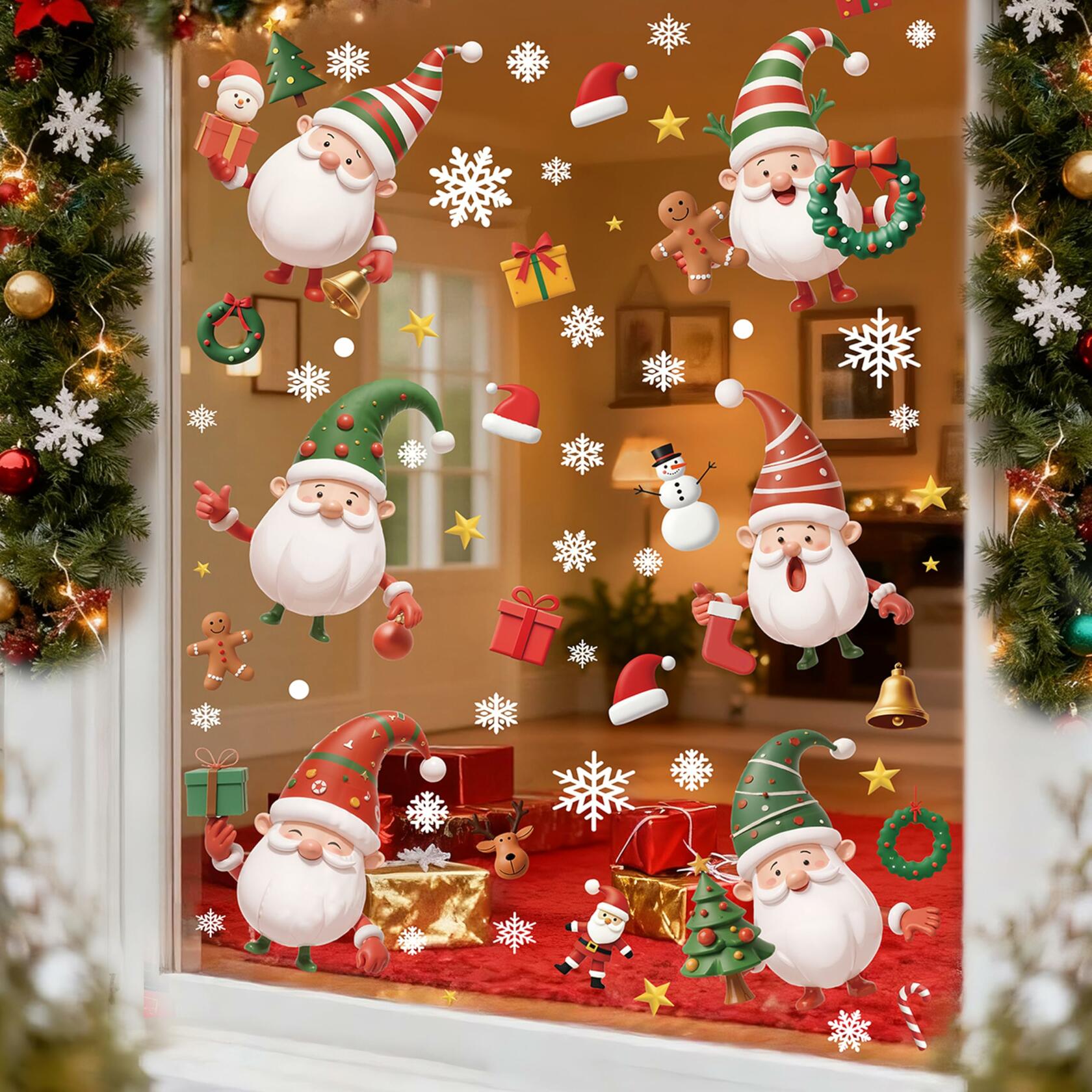XISHIUYIS 396Pcs Christmas Window Decorations Removable Clings White