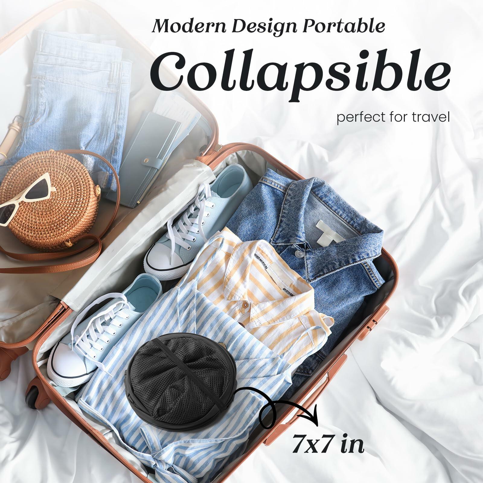 TECHMILLY Collapsible Mesh Laundry Hamper Pop Up w/Handles 2 Pack Black