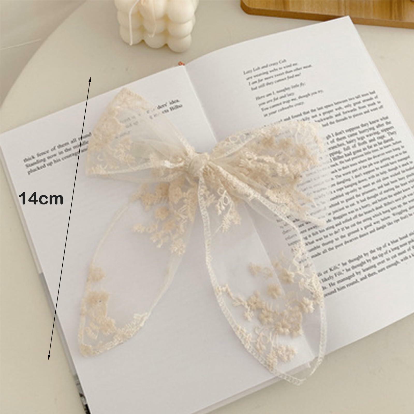 ASIJUNTYECHO Large Lace Hair Bows for Girls Women Tulle Jacquard Clips