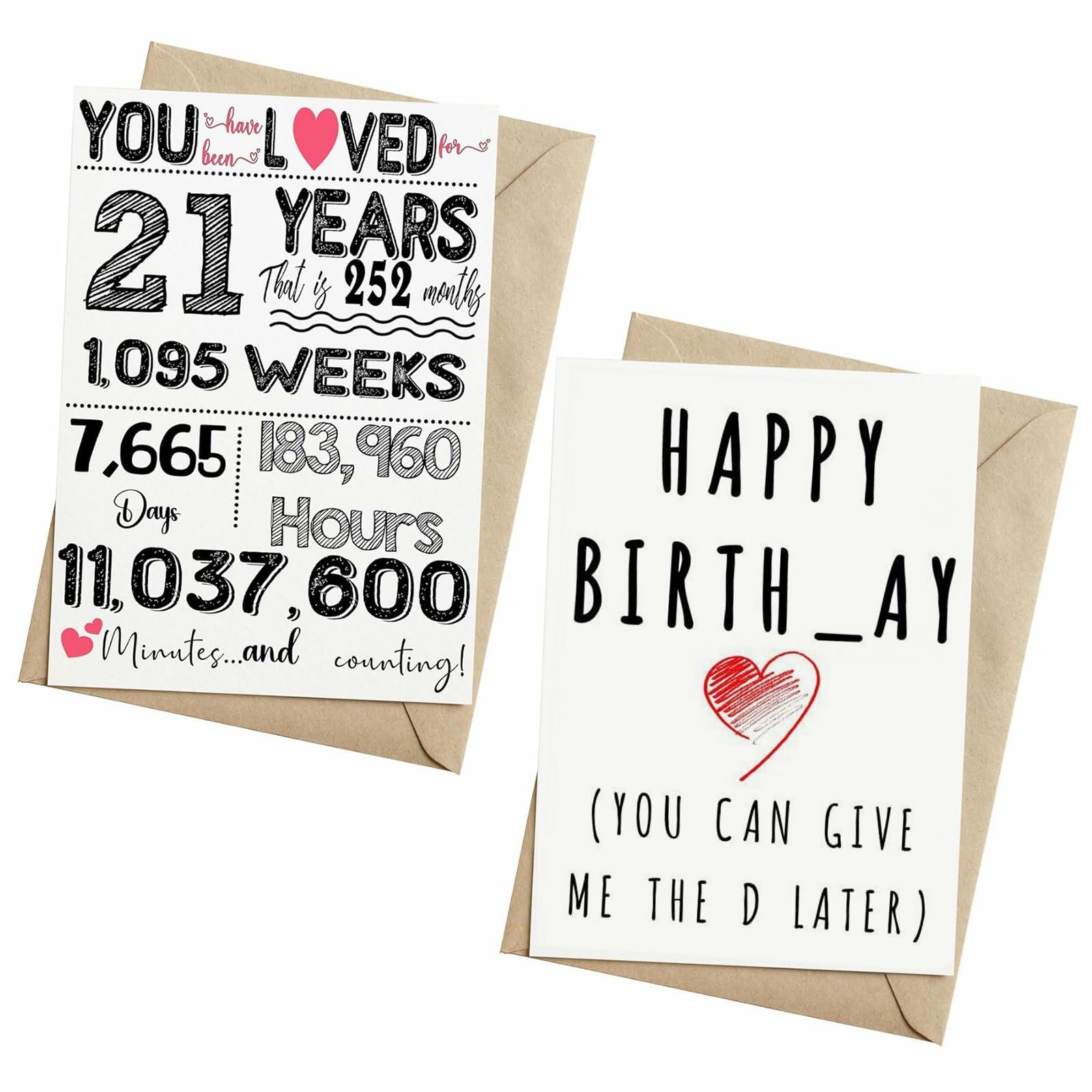 LUODAKA 21st Birthday Card Party Decorations with Envelope Blank Inner Page