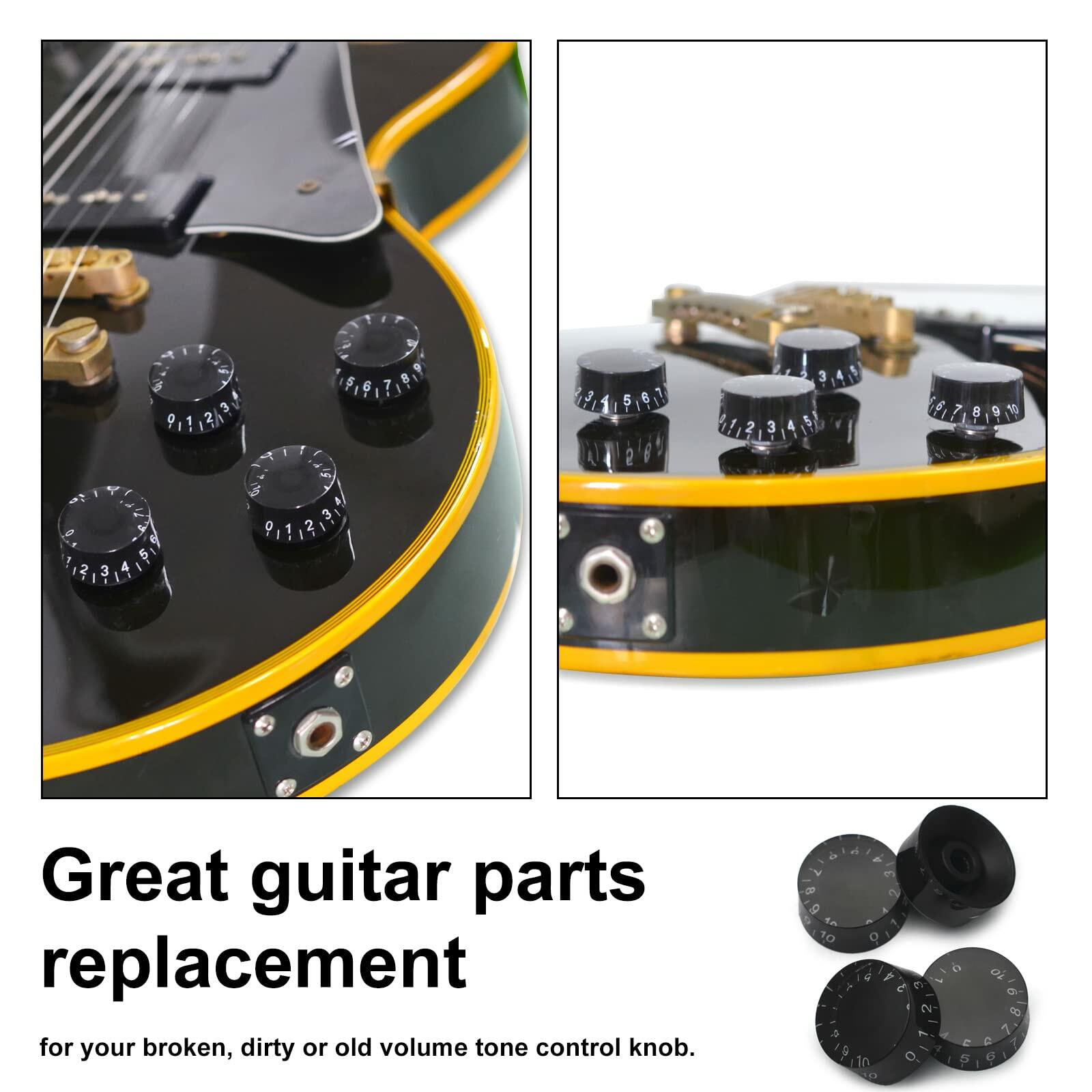 SAPHUE 4PCS Speed Control Knobs Electric Guitar Tone Volume Black