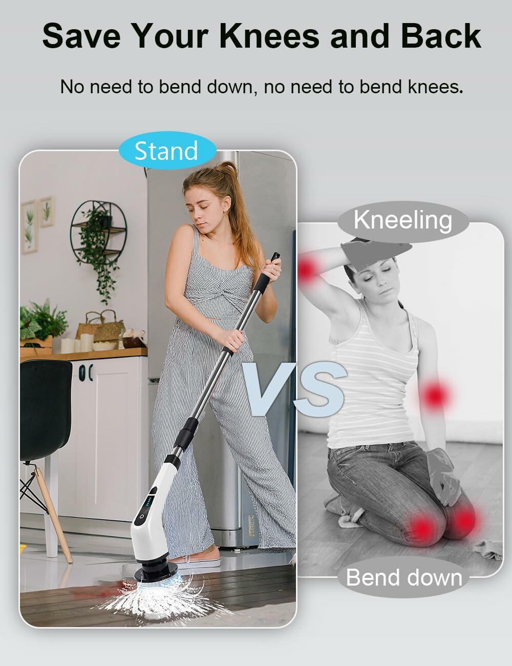 Qeffmion Electric Spin Scrubber Cordless Power Brush 7 Heads Black White