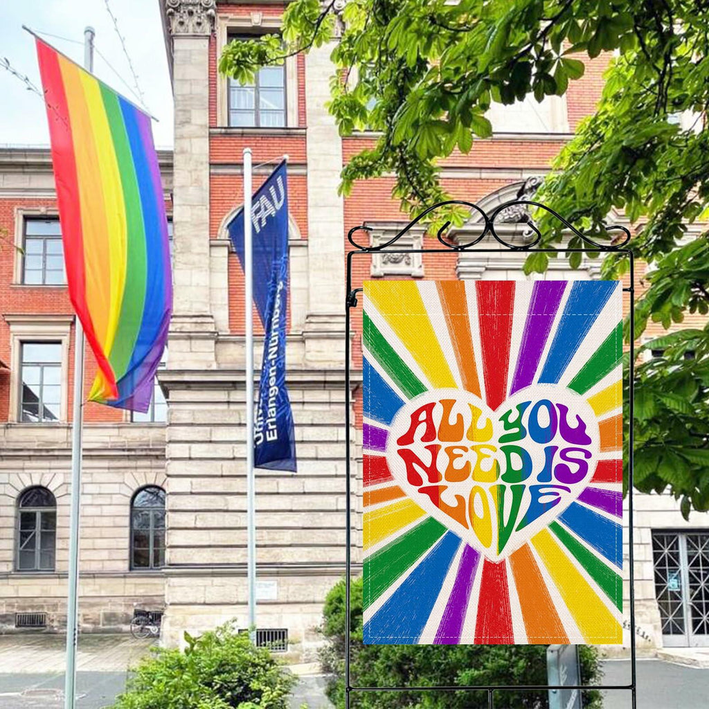 Artofy Pride Rainbow All You Need is Love House Flag Burlap 28x40 Festival