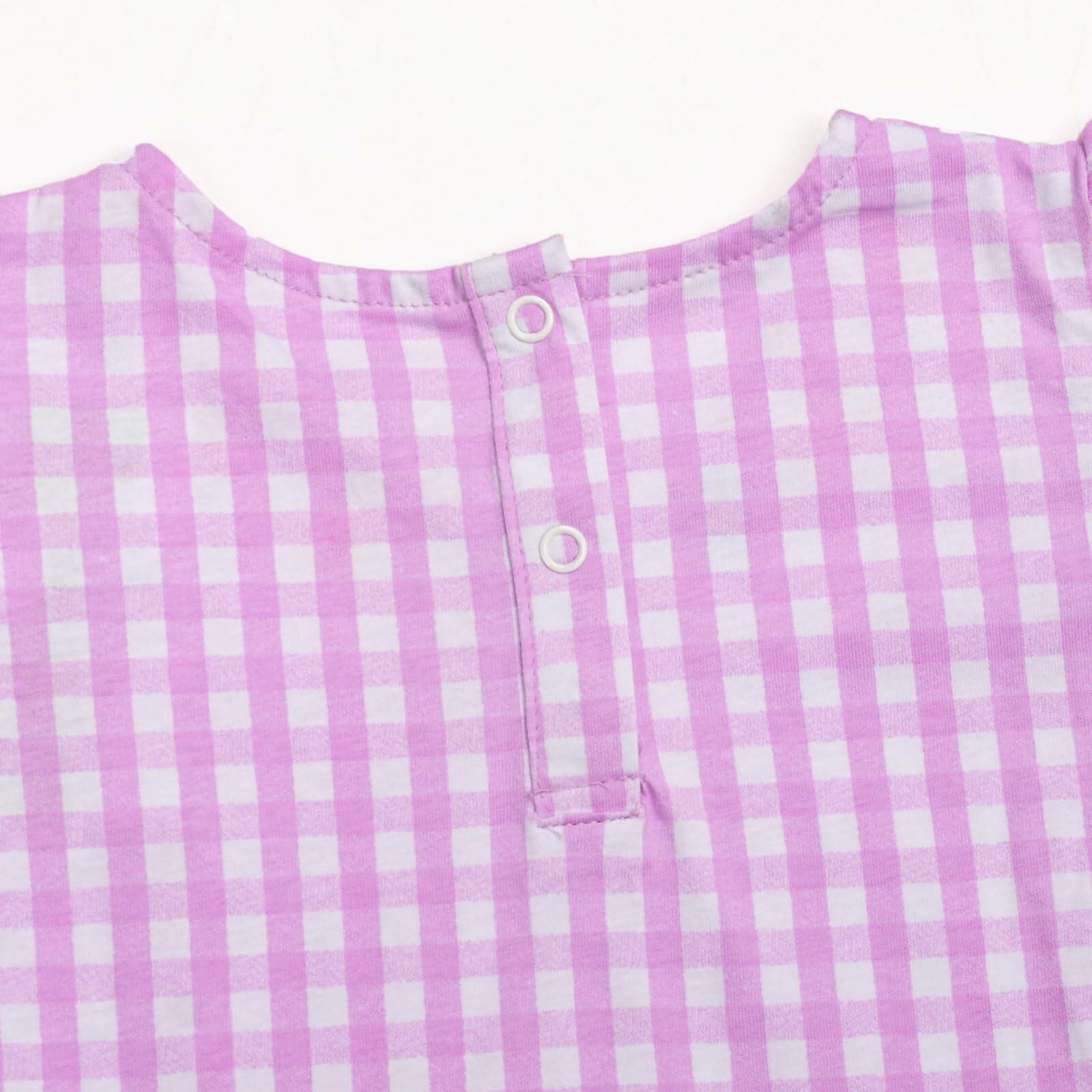 Mumetaz Toddler Girls Ruffle Sleeveless Floral Dress Purple Plaid Size 4-5T