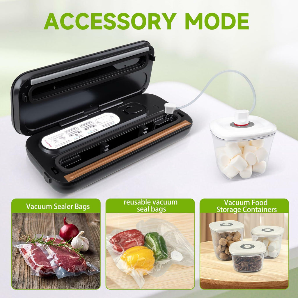 Amz Jet Vacuum Sealer Food LED Touch Digital Display Tempered Glass Black 50Bags