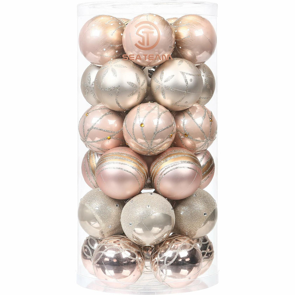 Sea Team 60mm Rose Gold Painted Sparkling Christmas Ornaments Balls 30pcs