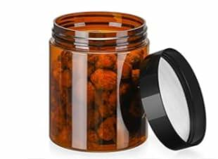 Caribbean Coastal Delights 8 OZ Amber Plastic Cosmetic Jars with Lids 3 Pack