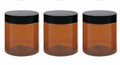 Caribbean Coastal Delights 8 OZ Amber Plastic Cosmetic Jars with Lids 3 Pack