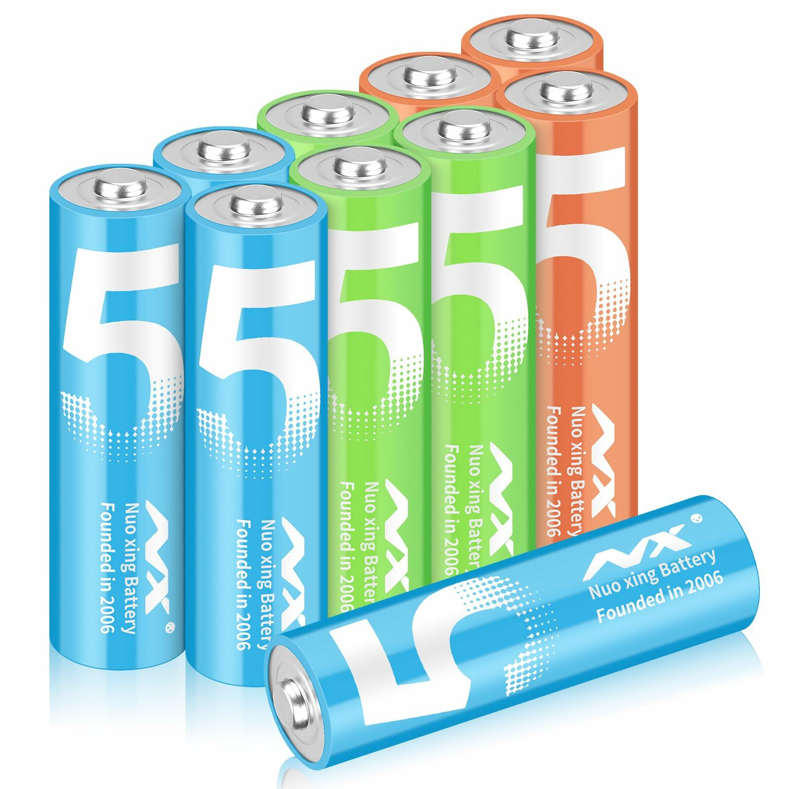 Aolcev AA 2500mAh 1.5V Alkaline Batteries 10 Pack Multicolor