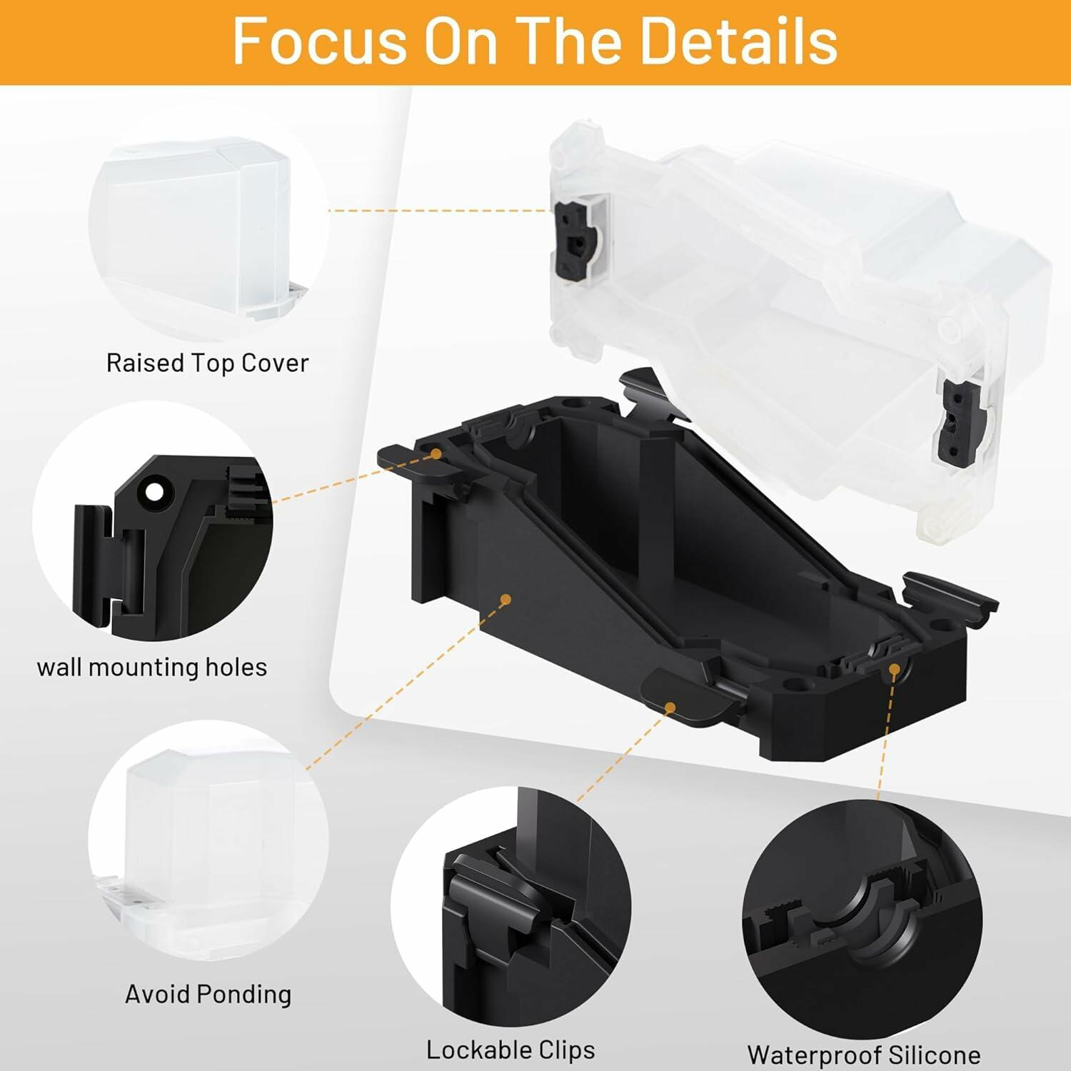 CFMASTER Weatherproof Outdoor Electrical Box 7x3x4in IP66 White & Black