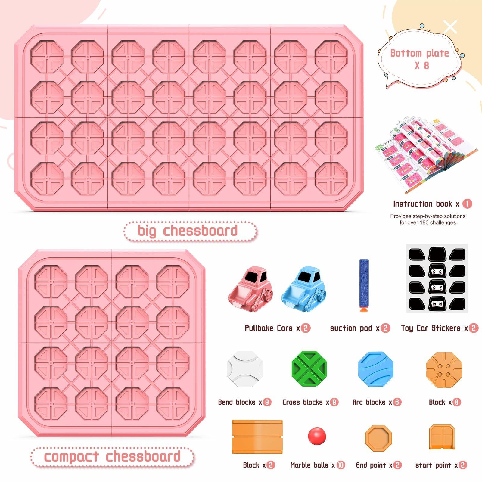 fygurso Logic Road Builder STEM Toy Puzzle Pink 32PCS Brain Teaser Game