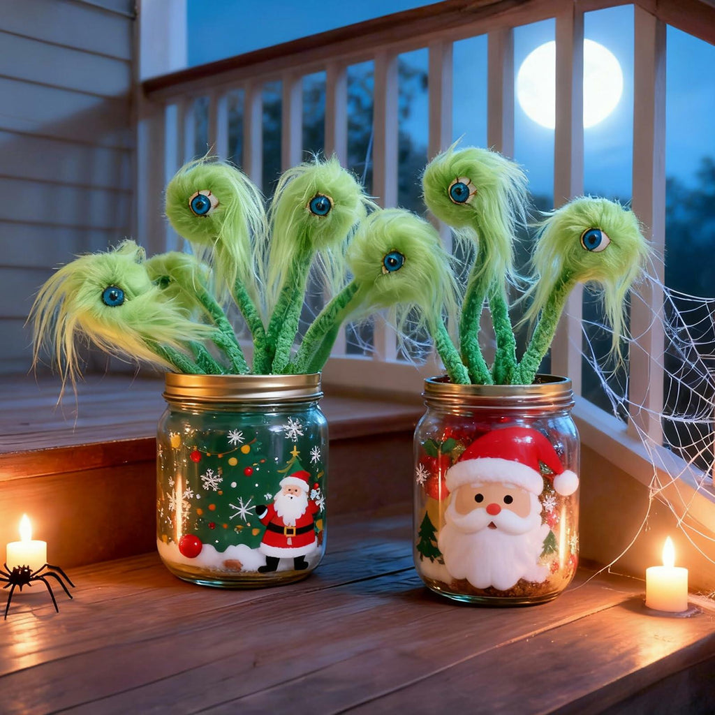 Puluole 10pc Christmas Eyeballs Decorations Floral Picks Green Small