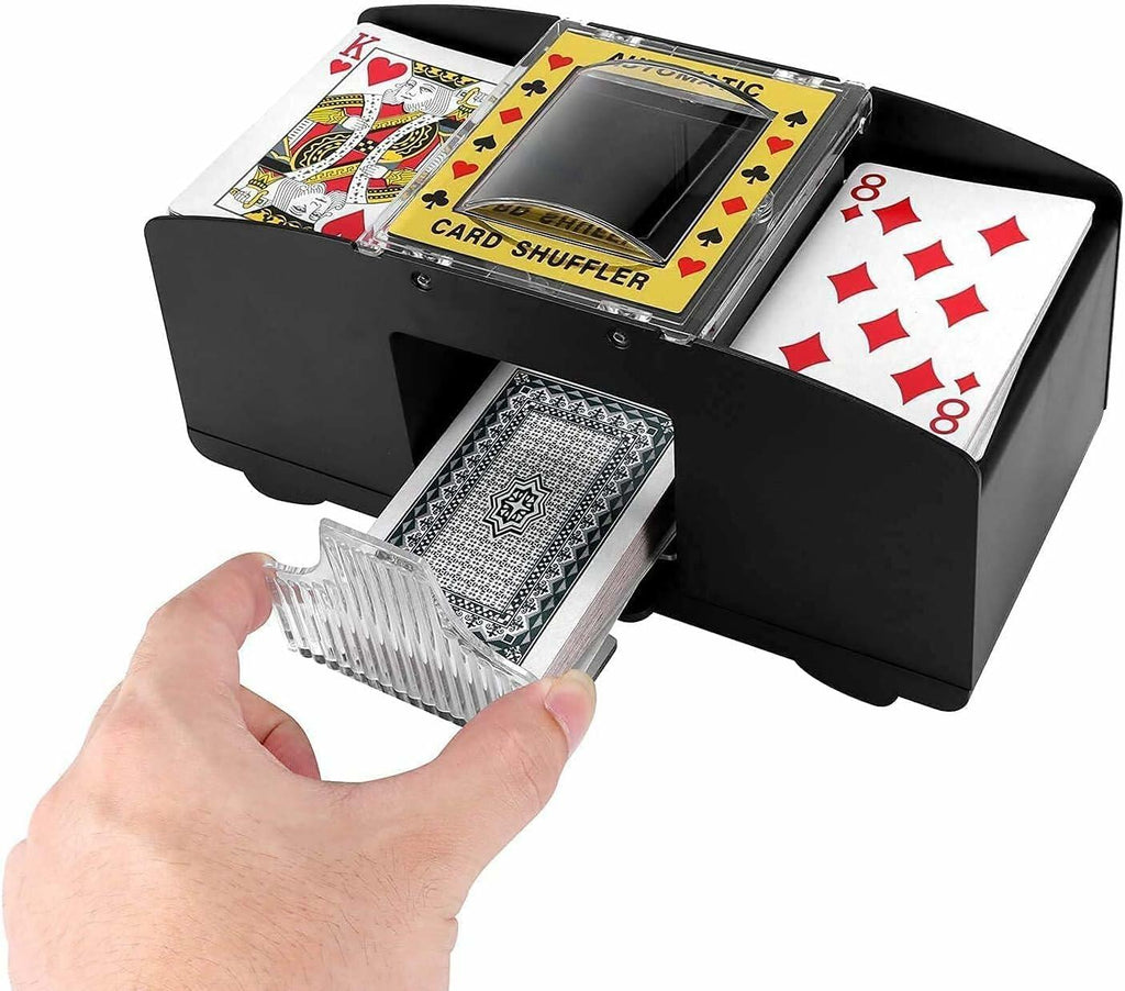 Automatic 2-Deck Card Shuffler Electric Mixer for Home Game Nights