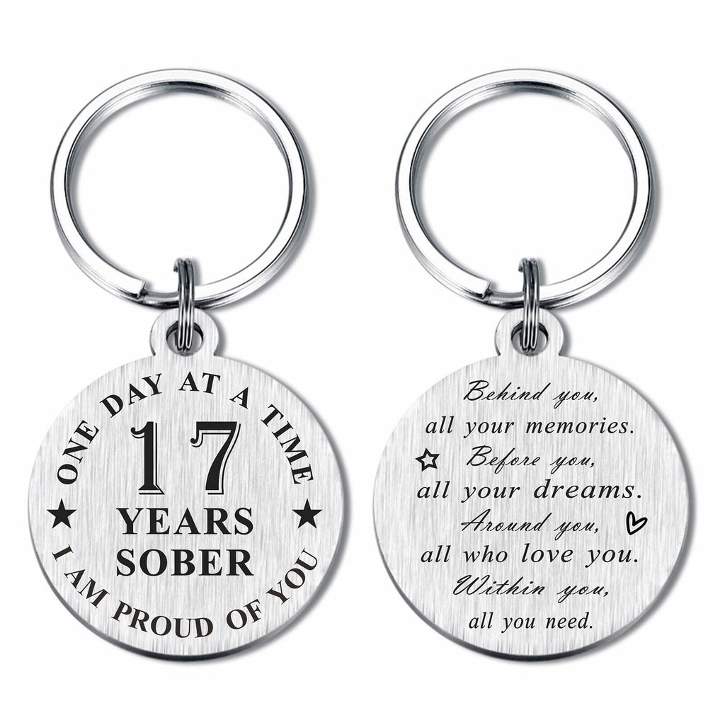 Alotozo 17 Year Sobriety Keychain AA Recovery Gift Men Women