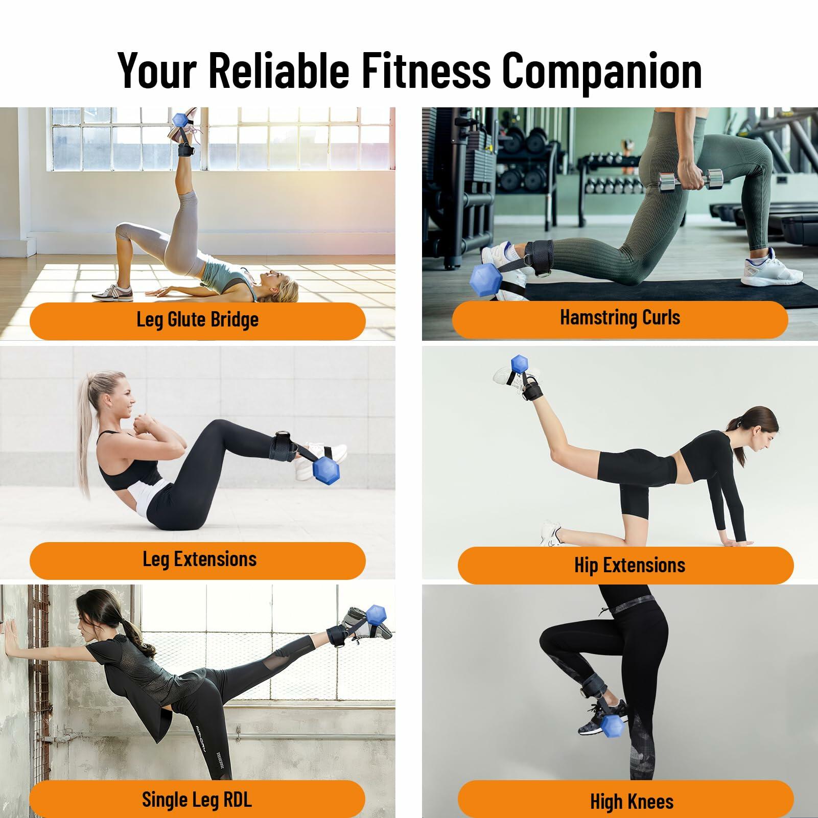 Fosegei Monkey Foot Ankle Straps Dumbbell Cable Machine Black Single