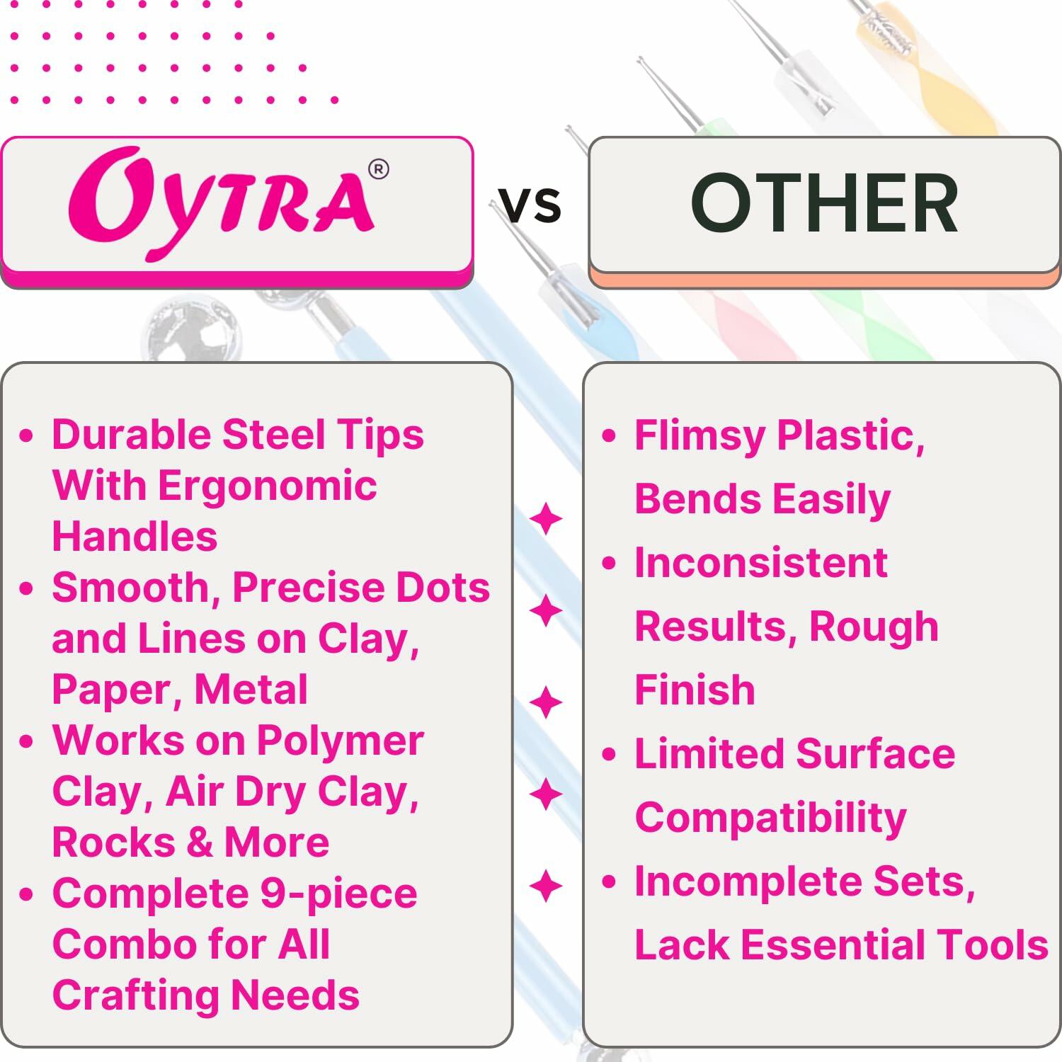 Oytra Dotting Tool Set 9 Pcs Embossing Stylus for Clay Pottery Ceramic