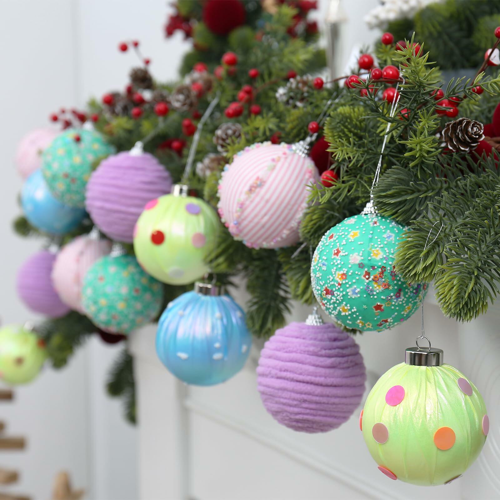 SY Super Bang 15PCS Christmas Ornaments Set 8CM Macaroon Colorful Plastic