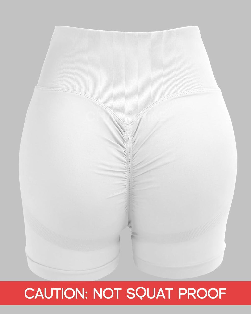 CHAMSHINE High Waisted Tummy Control Butt Lifting Workout Shorts White Size M