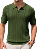 Runcati Mens Slim Fit Knit Polo Shirt Short Sleeve Cotton Army Green Size XL