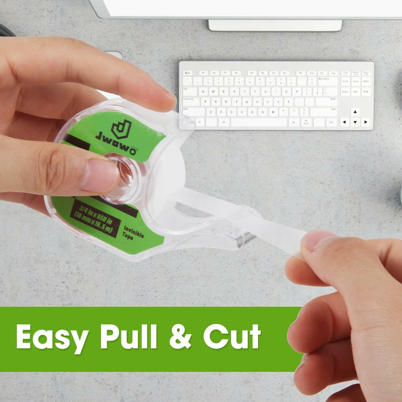 JWOWO Invisible Tape Refillable Dispenser Matte 3/4in x 650in 6 Pack