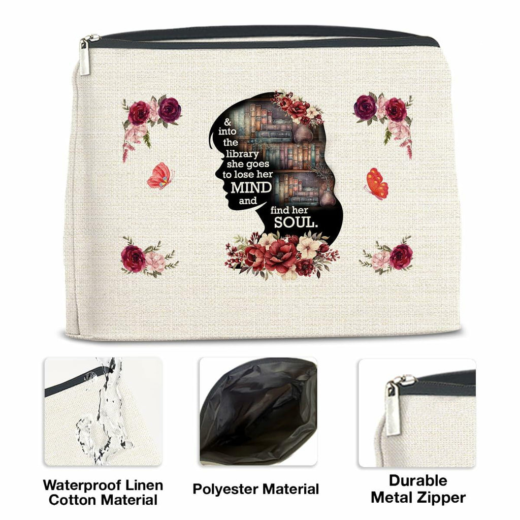 Soiceu Makeup Bag for Librarians Book Lovers Cosmetic Pouch Polychrome