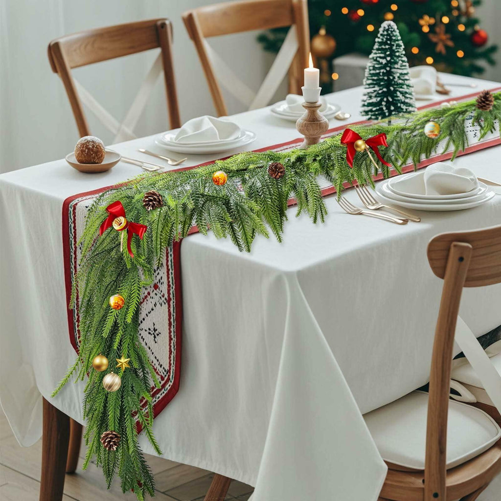 Belle Fleur 2 Pcs Real Touch Norfolk Pine Garland 6FT Green Artificial