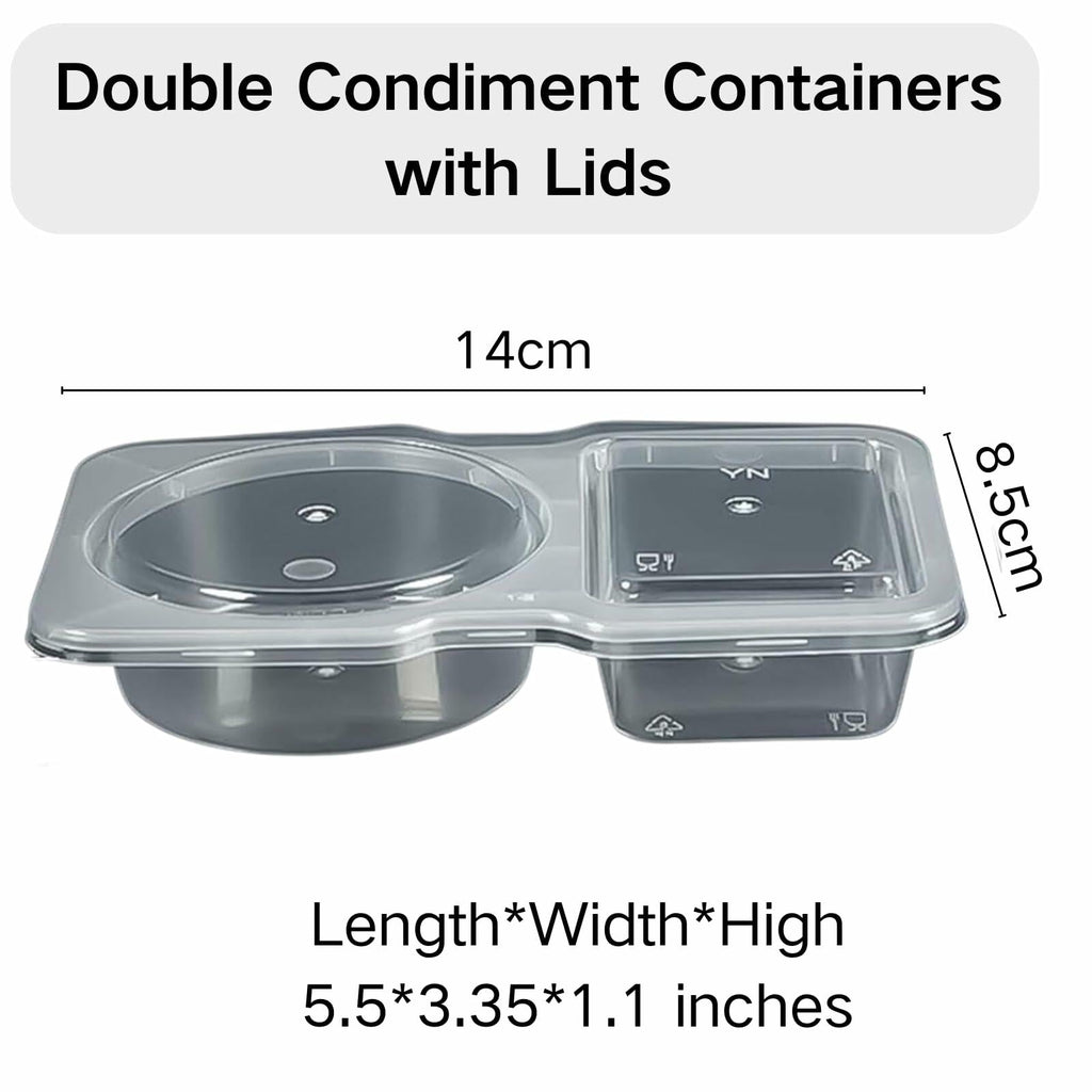 Uioecn 5PCS Double Compartment Condiment Containers with Lids Portable Reusable