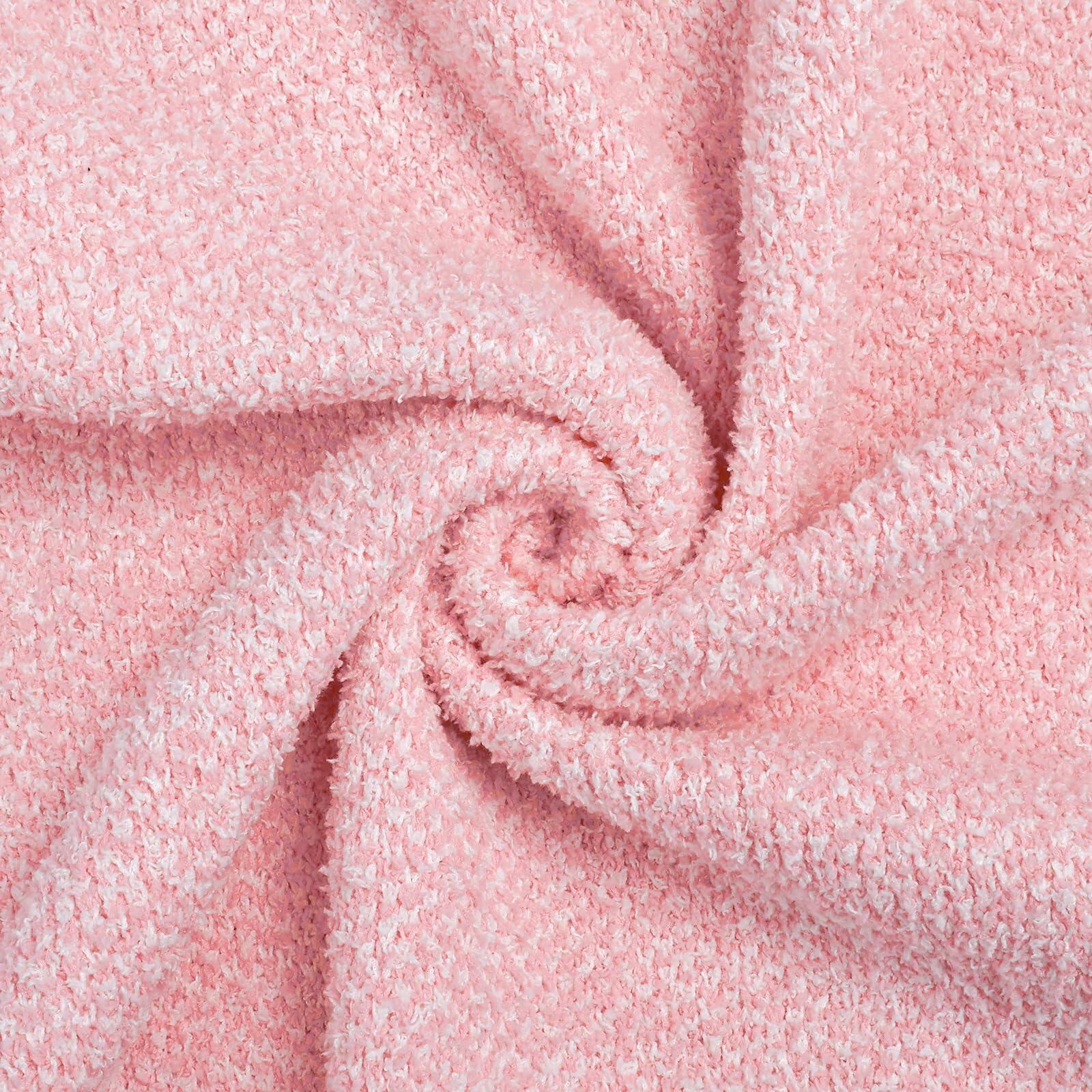 MACEVIA Valentines Day Knit Throw Blanket Heather Pink 50x60