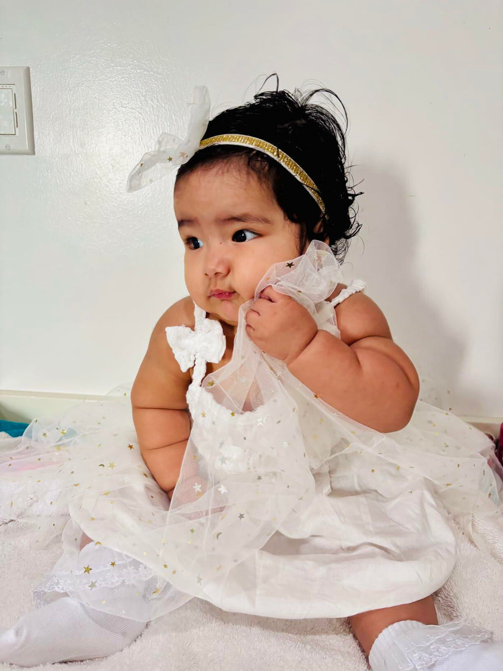Renotemy Girl Flower Dress White Sleeveless Tutu Sundress Size 3-4T