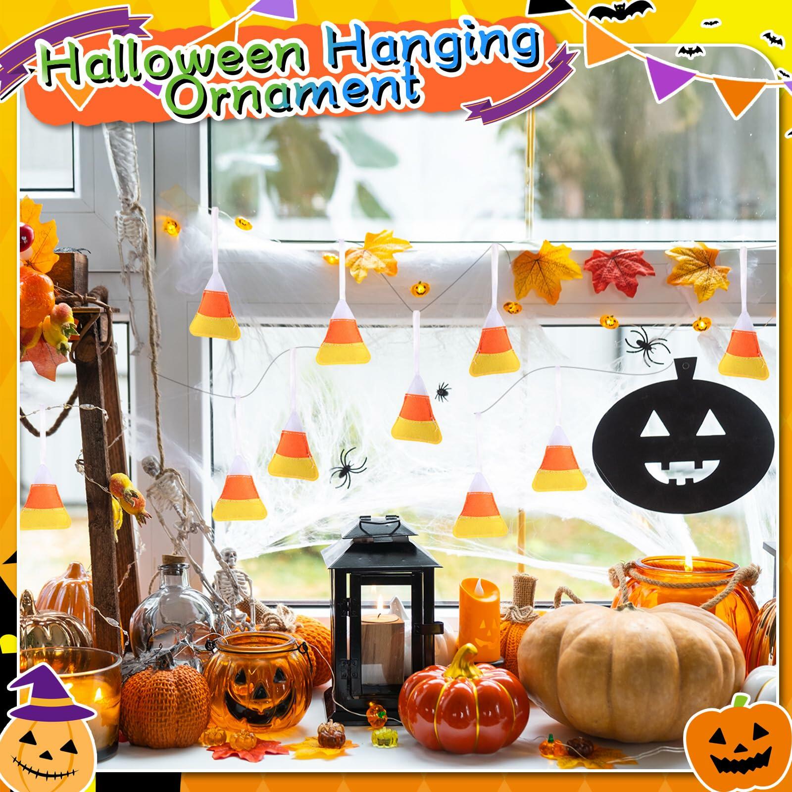 Remagr 12 Pcs Candy Corn Felt Hanging Ornaments White Orange Yellow