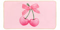 ETYZE Pink Welcome Mat Indoor Front Door Cherry Bow 30x16 Inch Polyester
