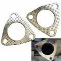 leechio Car Exhaust Gasket 2.48" 3 Hole Flange High Temp Silver 2PCS