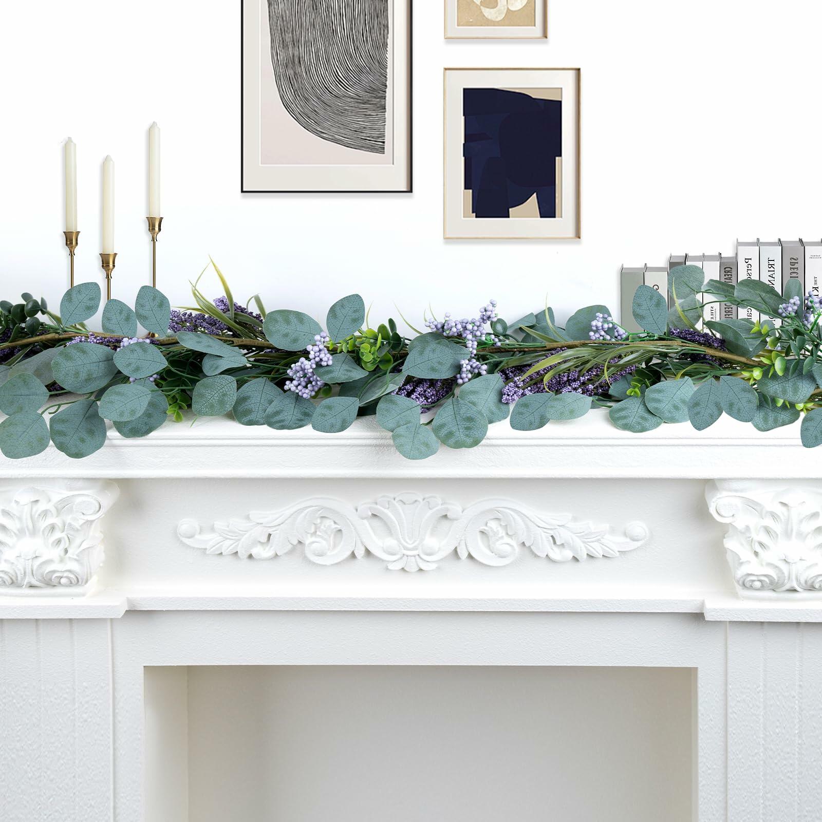 Chiyinbao 6FT Purple Flower Garland Artificial Eucalyptus Wedding Home Decor